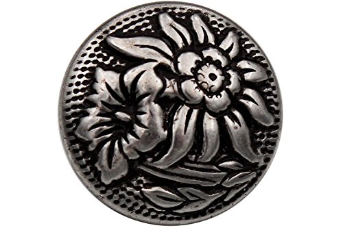 Set di 6?Pulsanti M?Tal Argento con costume di Edelweiss, Genziana, pulsanti, fabriqu? In Germania, ca. 18?mm, pulsanti in M?Tal