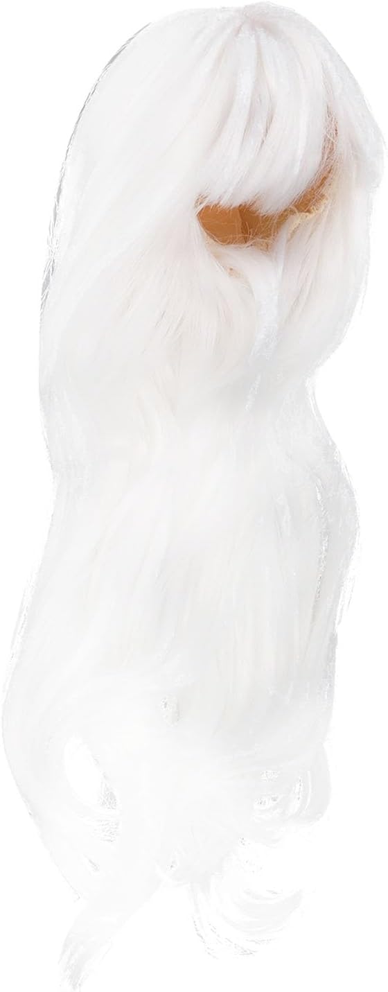 Focket Cotton Doll Wig, Long Curly High Temperature Silk Hair Replacement Stylish Trendy Soft Plush Wig with Comfortable Fit for 35-39cm Head Circumference (White)