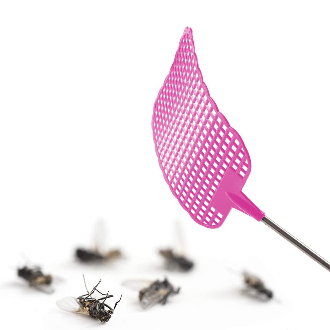 3 Pièces Tapette à Mouches Manuelle Extensible en Plastique Prévenir Pest Durable Moustique Outil en Acier Inoxydable (Multicolore A)