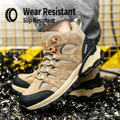 Image of Steel Toe Shoes for Men, Work Shoes for Men,Indestructible Steel Toe Boots,Industry Construction Safety Work Boots for Men,Puncture Proof Construction Safety Shoes