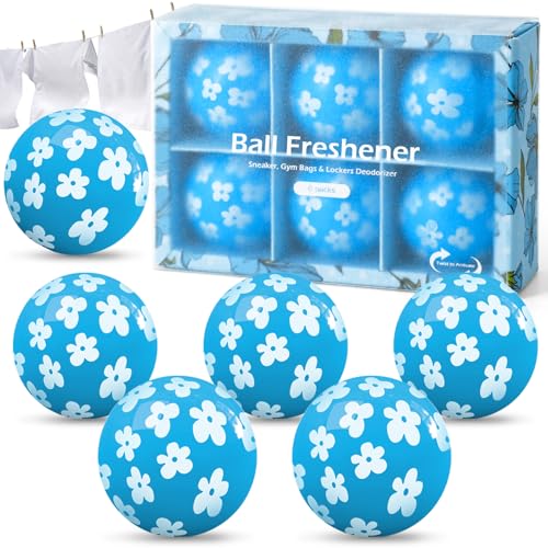 Scent-Hi Bolas desodorizantes para zapatillas, desodorante para zapatos, bolsas de deporte, paquete de 6 bolas desodorizantes, también para el hogar, taquillas, simple Twistlock - Lino