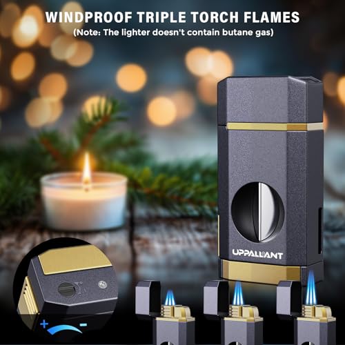 Encendedor de soplete triple llama con cortadora y herramientas integradas miniatura 2