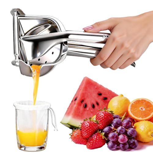 IMGROSE Fruit Juice Squeezer Manual Juicer 304 Stainless Steel Hand Juicer Juice Press with Metal Filter filter bag Easy to Use & Clean Non-Slip Ergonomic Grip for Lemon Orange & Citrus