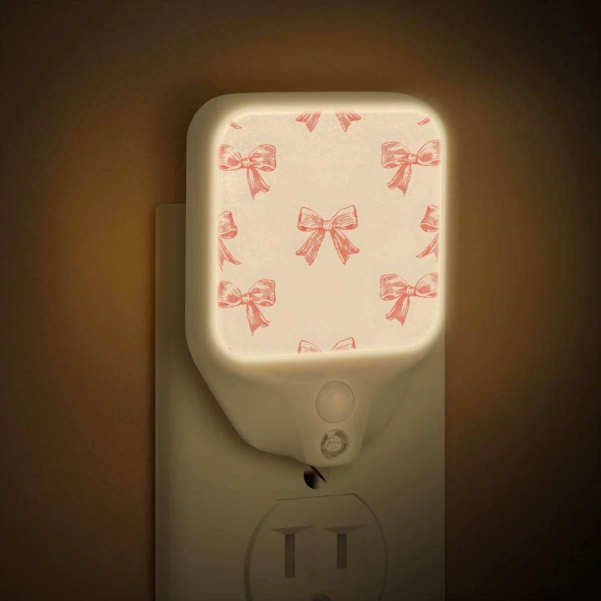 Honeybaby Motion Sensor Night Lights Bow Pink Nightlight Plug in Dusk to Dawn Motion Sensor Light Indoor LED Lights for Room Home Improvement