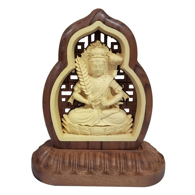 Amazon｜木彫り仏像 虚空蔵菩薩 両面彫刻 仏教美術品 祈る 厄除け（高 