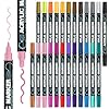 Marcadores de pintura acrílica, 24 colores de doble punta (puntos y finos) para pintura de rocas, madera, lienzo, tela, álbumes de recortes, manualidades, suministros de arte, rellenos de