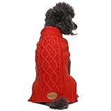 Blueberry Pet Classic Cable Knit Tomato Red Dog Sweater, Back Length 16