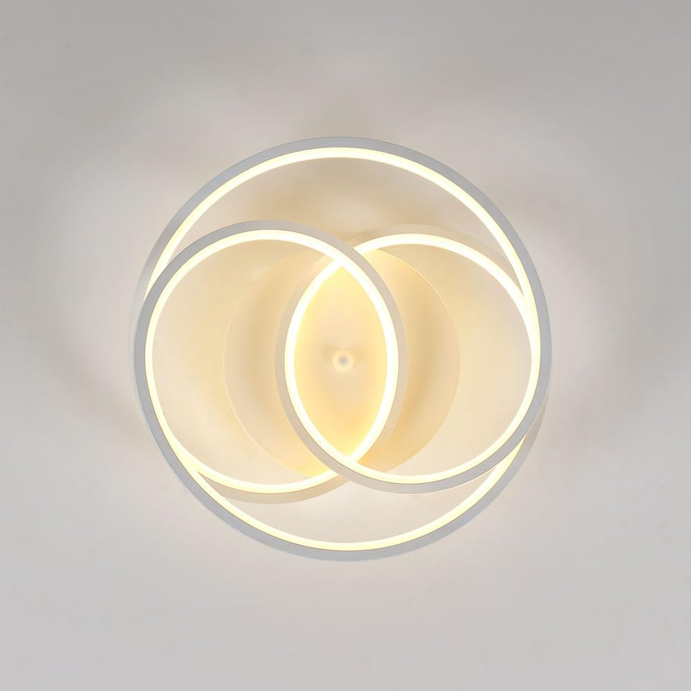 Goeco Plafoniera LED Soffitto Moderna 40W 3000K 30CM Rotondo, Bianco | 4500LM Lampada da Soffitto LED Luce Bianco Caldo Plafoniere per Camera da Letto, Sala, Corridoio