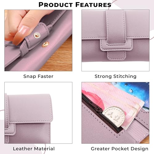 Image of Kraptick Women's Wallet -Stylish and Compact Purse Clutch Wallet for Women, Stylish Card Coin Holder, Debit Card Holder, Money Organizer and Travel Wallet for Women with 12 Slots (Light Purple)