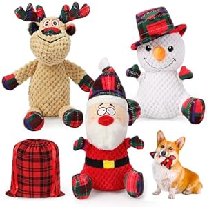 SZEE Weihnachts-Hundespielzeug 3er Pack Plüschtiere