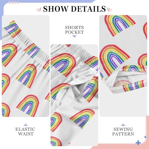 Rainbow Print Boys Long Pants Soft Trousers Elastic Waist Kids Lounge Bottoms with Pockets S-XL4