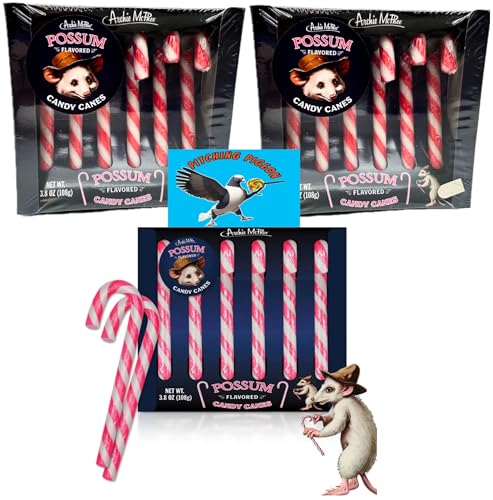 Possum Flavored Candy Canes 18 Count - Christmas Holiday Stocking Stuffers - Fun Novelty Gag Joke Gift
