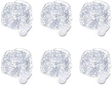 MustWin LED Fairy Lights Battery Operated, 13ft/4M Long 6 Pack Waterproof Flexible Copper Wire String Lights, Small LED String Lights, Firefly Lights Decoration(Warm White) (Cool White(6 Pack))