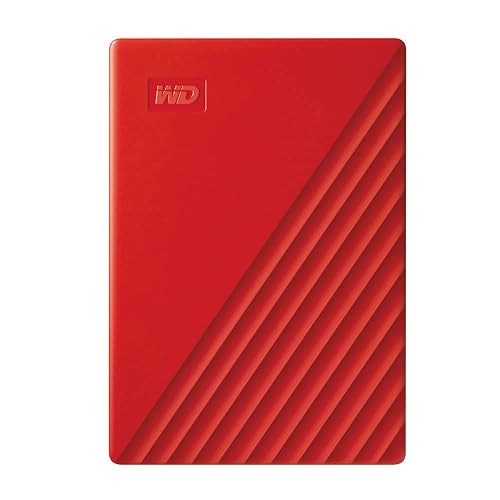 WD My Passport 2TB Portable External Hard Drive, USB 3.2 Gen 1, Red