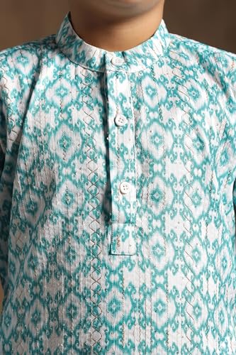 Image of Fashion Dream Boy Teal Kurta Pyjama Set|Boy Kurta Set|Kurta Pyjama Set