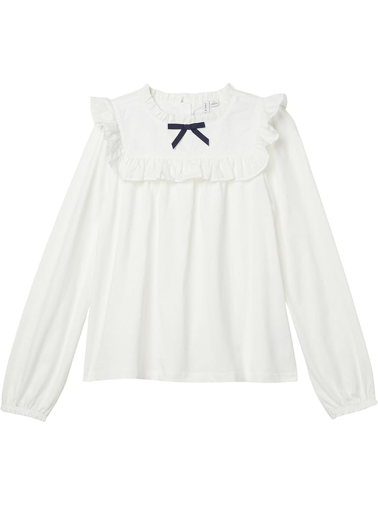 White Janie and Jack Bow Collar Top (Toddler/Little Kids/Big Kids)