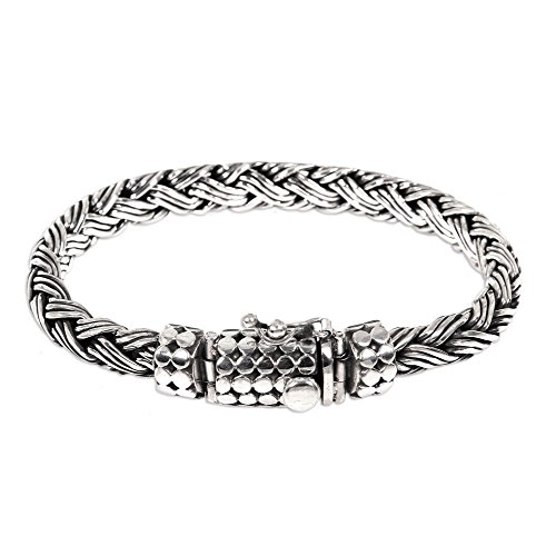 Novica Handmade Men's Sterling Silver Braided Bracelet Chain Indonesia [8.25 In L X 0.3 In W] ' Friendship' #TOP28