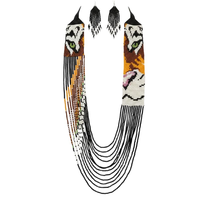 Collar de león ucraniano gerdan LKBEADS pendientes de cuentas multicolor
