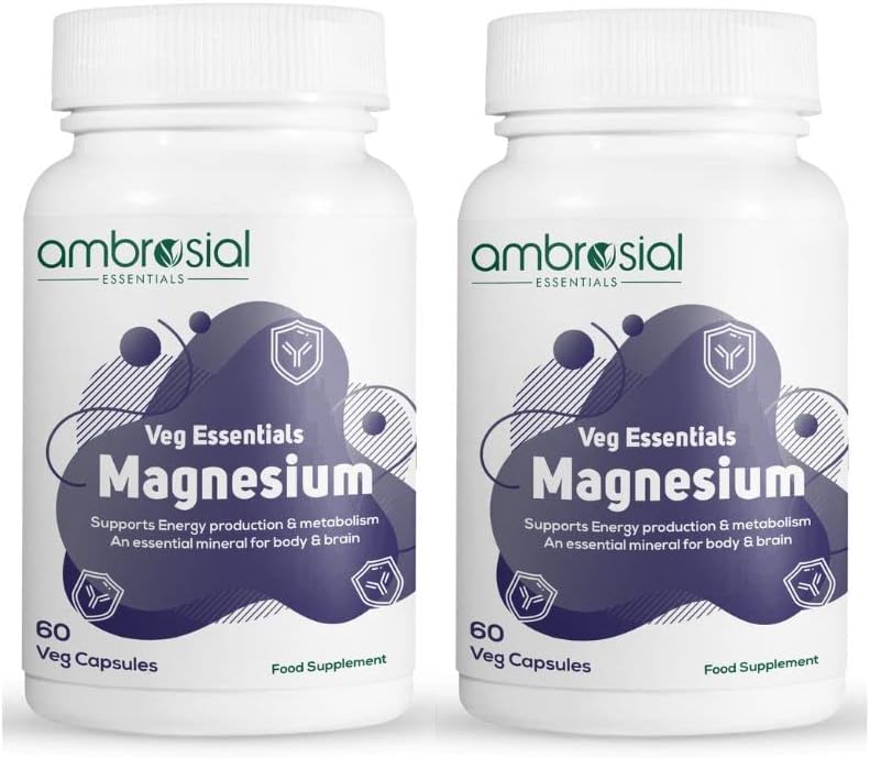 Ambrosial Magnesium Citrate with Di Magnesium Malate (Pack of 2-120 Capsules)