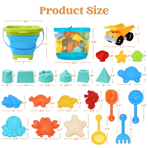 image for Sloosh Beach Sand Toys Set - Dump Truck Car Toys with Sand Molds for T