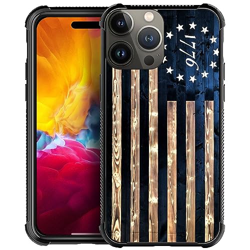 Coque iPhone 15 homme et femme motif drapeau américain bois