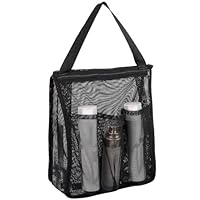 Teouuas Borsa da Doccia in Rete, Portatile Campeggio, Cerniera Borsa da Doccia con Maniglia, Grande Capacità, per Viaggi, Dormitori, Palestra, Campeggio, Spiaggia, Nuoto (Nero)