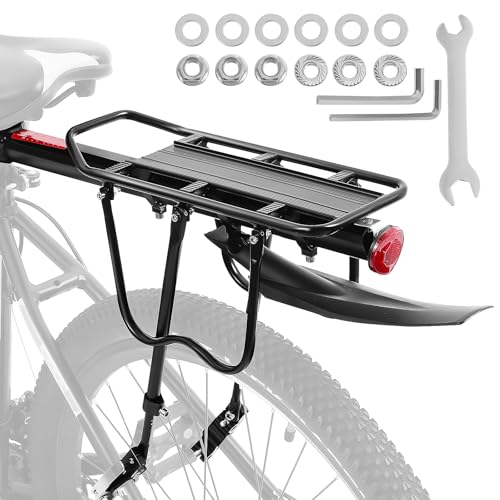 HANABASS 1set Bike Cargo Rack Lightweight Rear Rack with Quick Release Flexible Mounting Mudguard for Mountain Bikes Enhanced Visibility Heavy Load Capacity