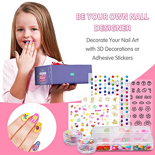Battop Nail Art Kit For Girls Ages 7-12, 3 In 1 Kids Nail Polish Pen Set For Nail Art Combo Glitter With 3D Nail Studio Decoration Accessories, Nail Sticker For Kids, Perfect Christmas Birthday Gifts For 8 ,9,10 Year Old Girls #TOP6