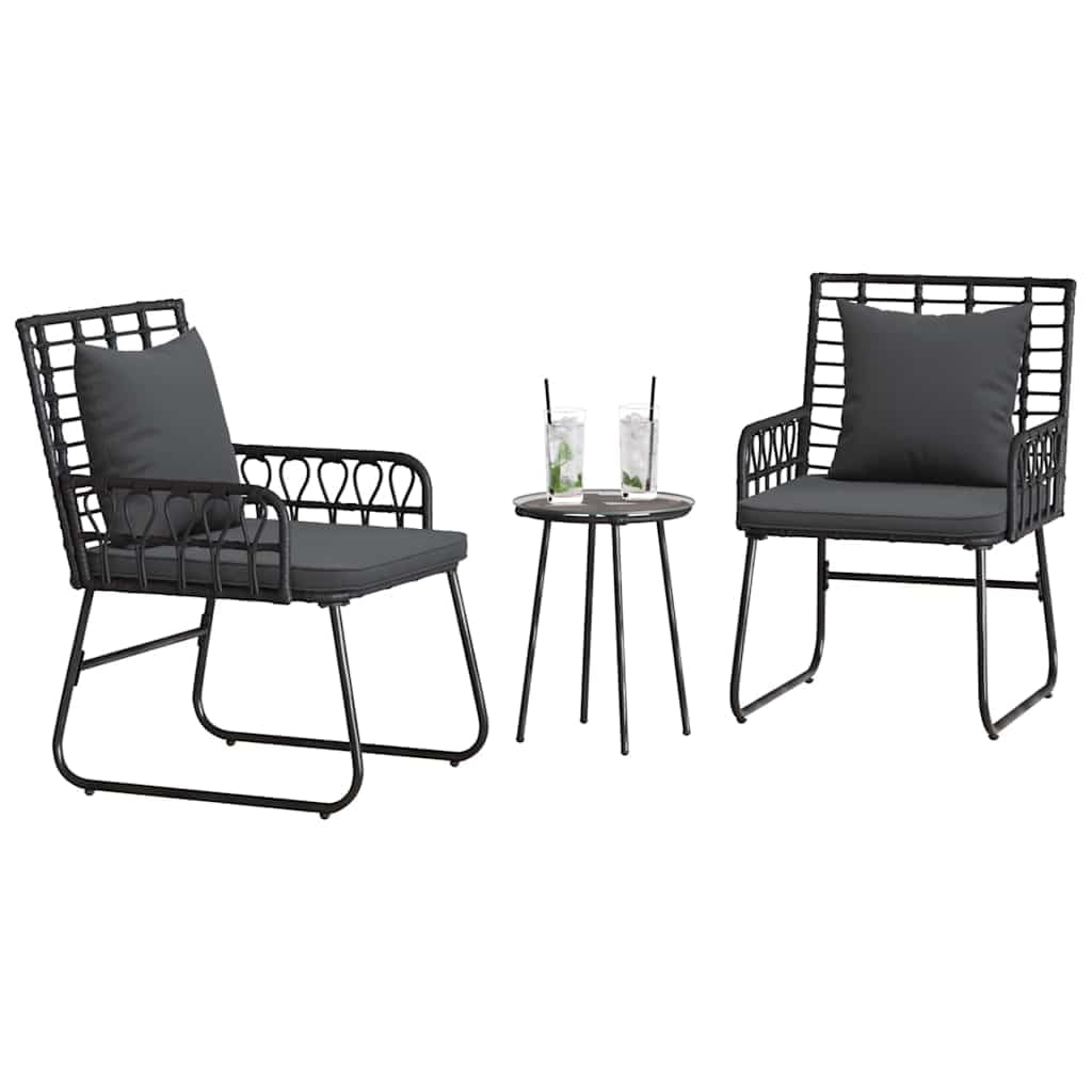 Canapé de patio noir avec banc de jardin et table de salle à manger extérieure