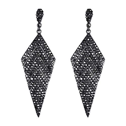 EVER FAITH Women's Crystal Elegant Vintage Banquet Multi-layered Rhombus Dangle Pierced Earrings