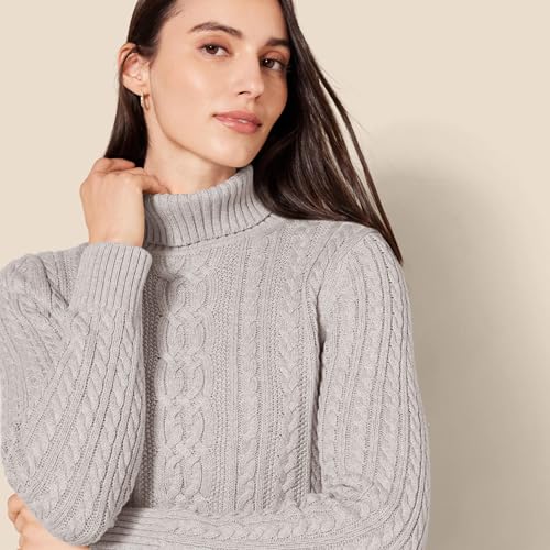 Image of Amazon Essentials Women's Long Sleeve Fisherman Cable Knit Turtleneck Sweater (Available in Plus Size)