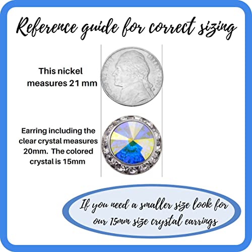 PammyJ Aurora Borealis 20mm Round Crystal Framed Stud Earrings4