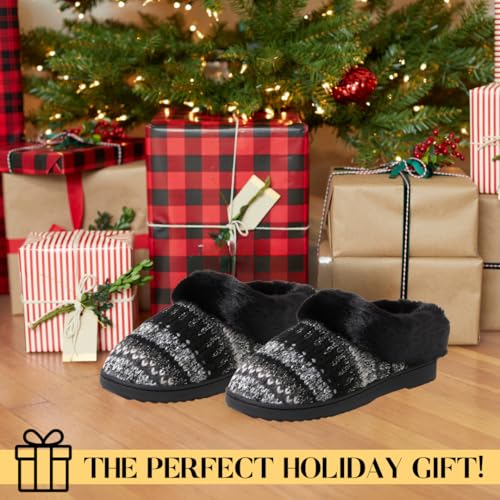Image of Dearfoams Women's Memory Foam Cozy Soft House Slippers Gifts for Women Hannah Knit Clog House Shoes