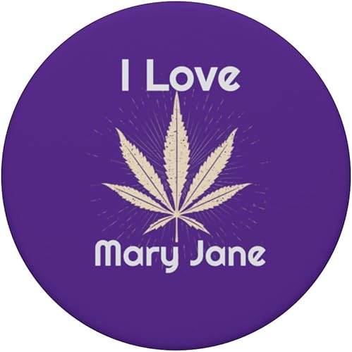 Miniatura 3 de Cabeza de calavera, hoja de marihuana - I Love Mary Jane PopSockets intercambiables PopGrip