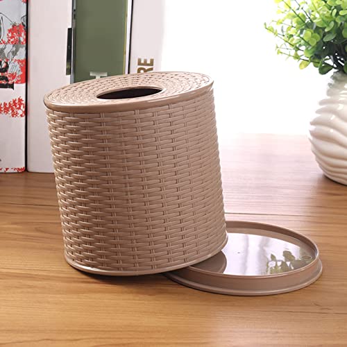 Rattan Tissue Box Toilet Paper Cover Wicker Decorative Holders With Lid For Storage Single Roll And Tissues Protector In Bathroom, Round Toilet Holder Basket (Beige) #TOP5