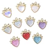 [iSuperb] チャーム キューブ クリスタル ガラス ビーズ 10セット アクセサリーパーツ ボウタイペンダント シングル オーバル型 DIY製作キット ネックレス用 手作り素材 ハンドメイド 贈り物 カラーランダム [並行輸入品]