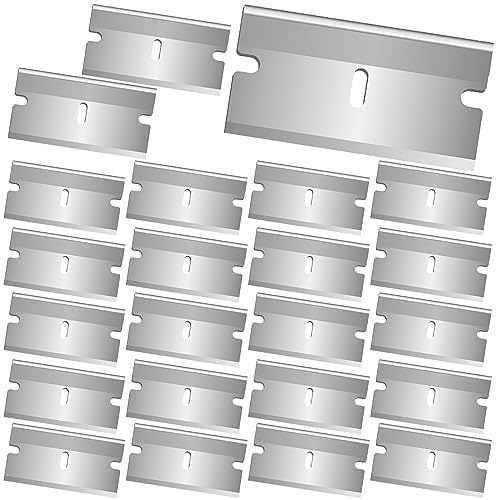 40 Cuchillas de Repuesto de Cartón Prémium de Acero,Rasqueta Profesional Vitrocerámica Rascador de Acero Inoxidable,Rascavidrios Primera Calidad para Limpia Suelo,Horno,Placas de Inducción,Ventana