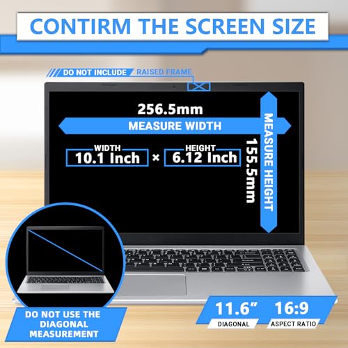Image of Magnetic Laptop Privacy Screen 11.6 Inch 16:9, Removable Privacy Filter | Compatible with Samsung HP Dell Asus Acer Sony Lenovo LG Thinkpad Toshiba, Anti Spy, Anti Glare, Blue Ray Reduction