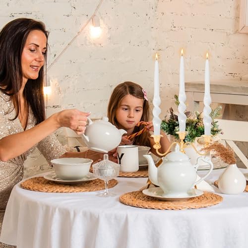 Image of Twisted Taper Candle Smokeless White Spiral Candlesticks 9.5 Inch Unscented Handmade Dinner Candles Set for Holiday Wedding Party Home Decoration Seasons