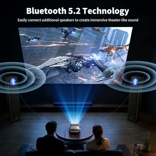 Image of 【Native 1080P & Auto Focus】Smart Mini Projector with WiFi and Bluetooth, 500ANSI, Auto Keystone Correction, Compatible with Smartphone, Laptop, HDMI, USB