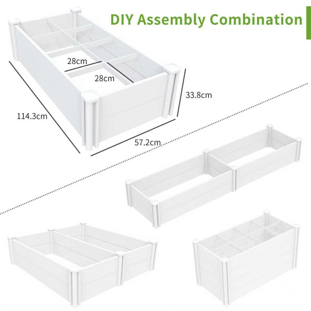 [Qikdesign] Kit de cama de jardín elevado de 45 x 22.5 pulgadas, cama elevada al aire libre para cultivar verduras, flores, hierbas, caja de maceta de plástico de vinilo fácil con rejilla de cultivo