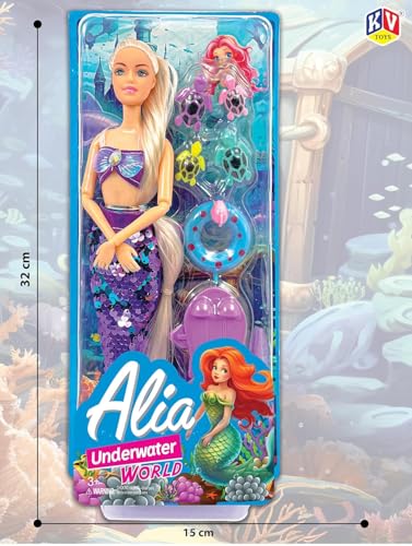 Image of Lyla Alia Mermaid Doll - 32 cm Underwater World Doll with Accessories | Fully Movable Arms & Legs | Pretend Play Toy for 3+ Years