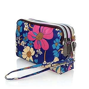 conisy Damen Clutch Geldbörse mit Ethno Blumen Muster,Lang Groß Kapizität Wasserdicht Beutel mit Reißverschluss
