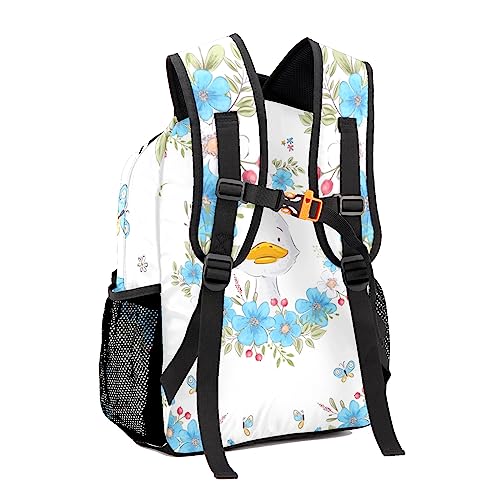 Blue Floral Cute Goose Personalized Kids School Backpack Custom Name for Boys Girls Primary Daypack Bookbag Travel Bag3