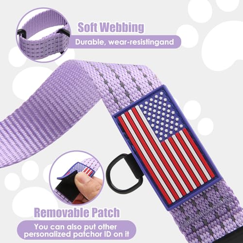 Image of Martingale Dog Collar Reflective NO Pull with USA Flag, Lavender, M | Escape Proof without choking,Adjustable Limited Slip Collar with Quick Release Buckle, Nylon Walking Collar for S M L Dogs