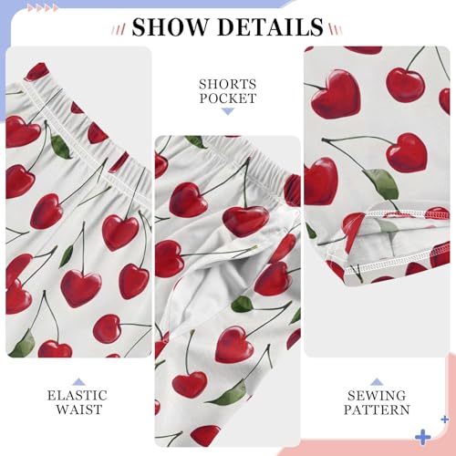 ALAZA Fruit Cherry Heart White Pajama Lounge Pants Long Sleep Pajama Bottoms with Pockets4