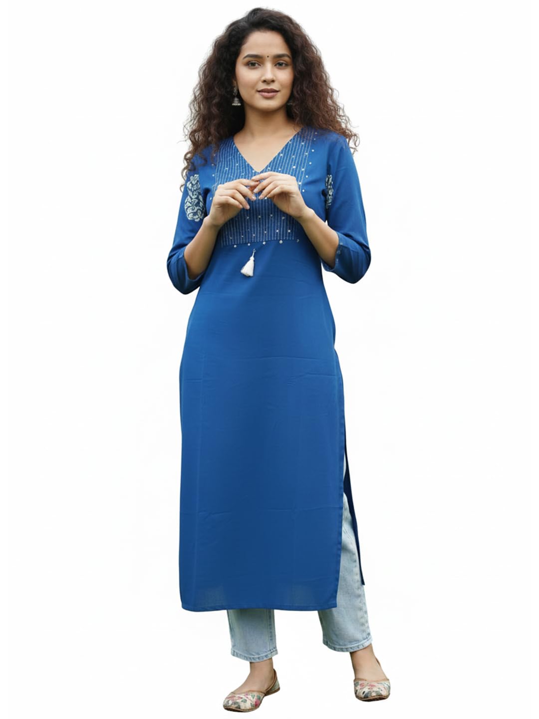 varanga Women Ethnic Blue and White Printed Straight Kurta-picture-45