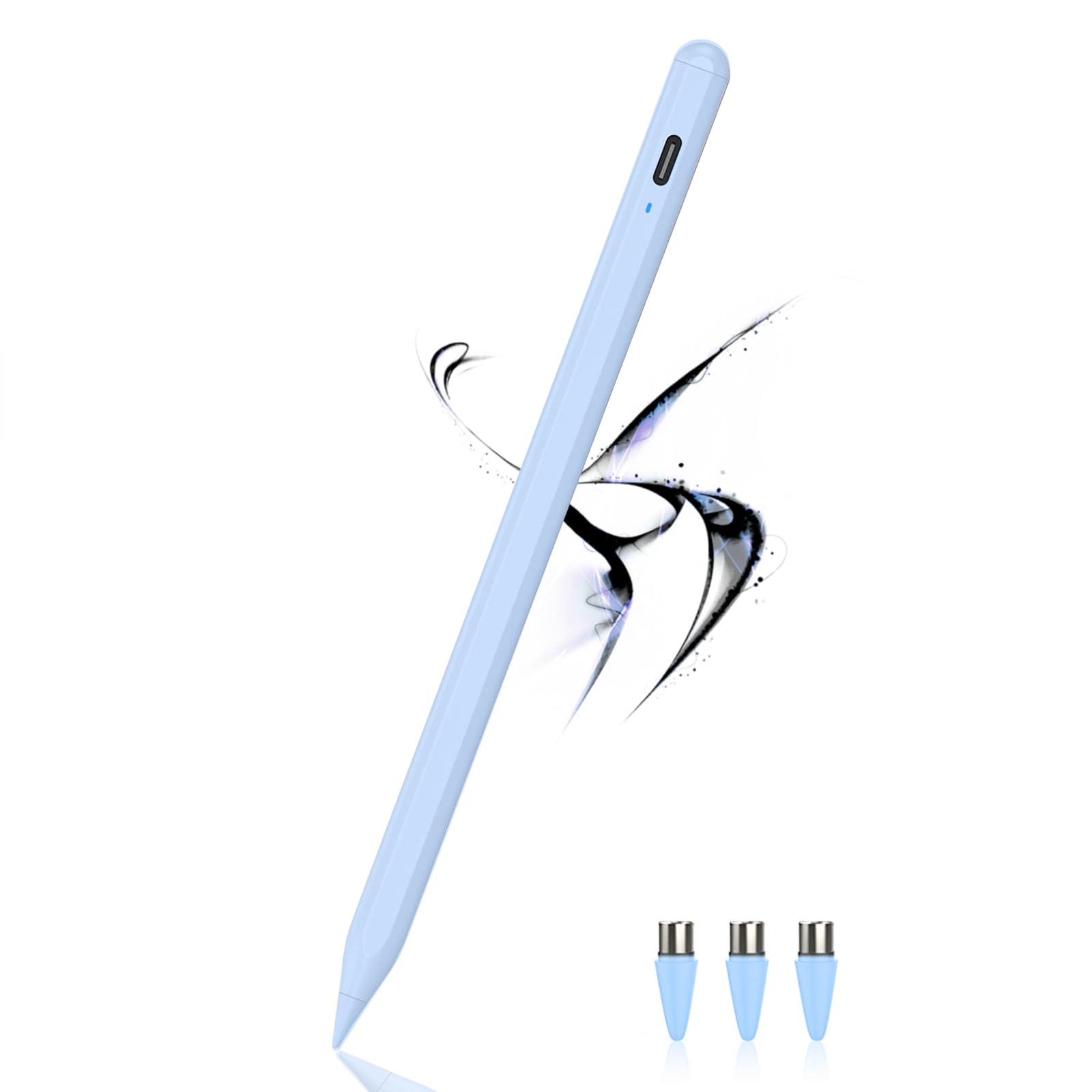 Magnetic Stylus Pen with POM Tip for Touch Screens - Type-C Compatible with iPad/iPad Pro/Samsung/Lenovo and Other iOS/Android Smartphone and Tablet Devices (Blue)