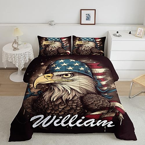 NestKnit Eagle Comforter Bedding Set Queen Size, 3D Wildlife Eagle Quilt Bedspread, Eagle Bird Animal Soft Microfiber Decorative for Men Boy Bedroom Living Room Home Decor (EAGLE-DS04)