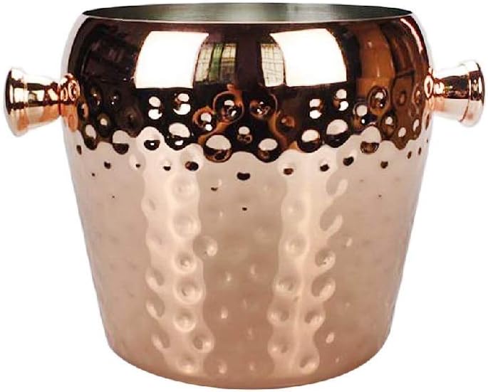 Stainless Steel Ice Bucket-Ice Bucket 1L Stainless Steel Champagne Wine Ice Cube Container Bar Home Party Supplies Drinks Ice Cooler(Rose Gold)